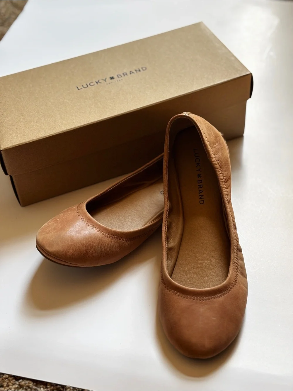 Lucky Brand Brown Leather Ballet Flats - Worn once